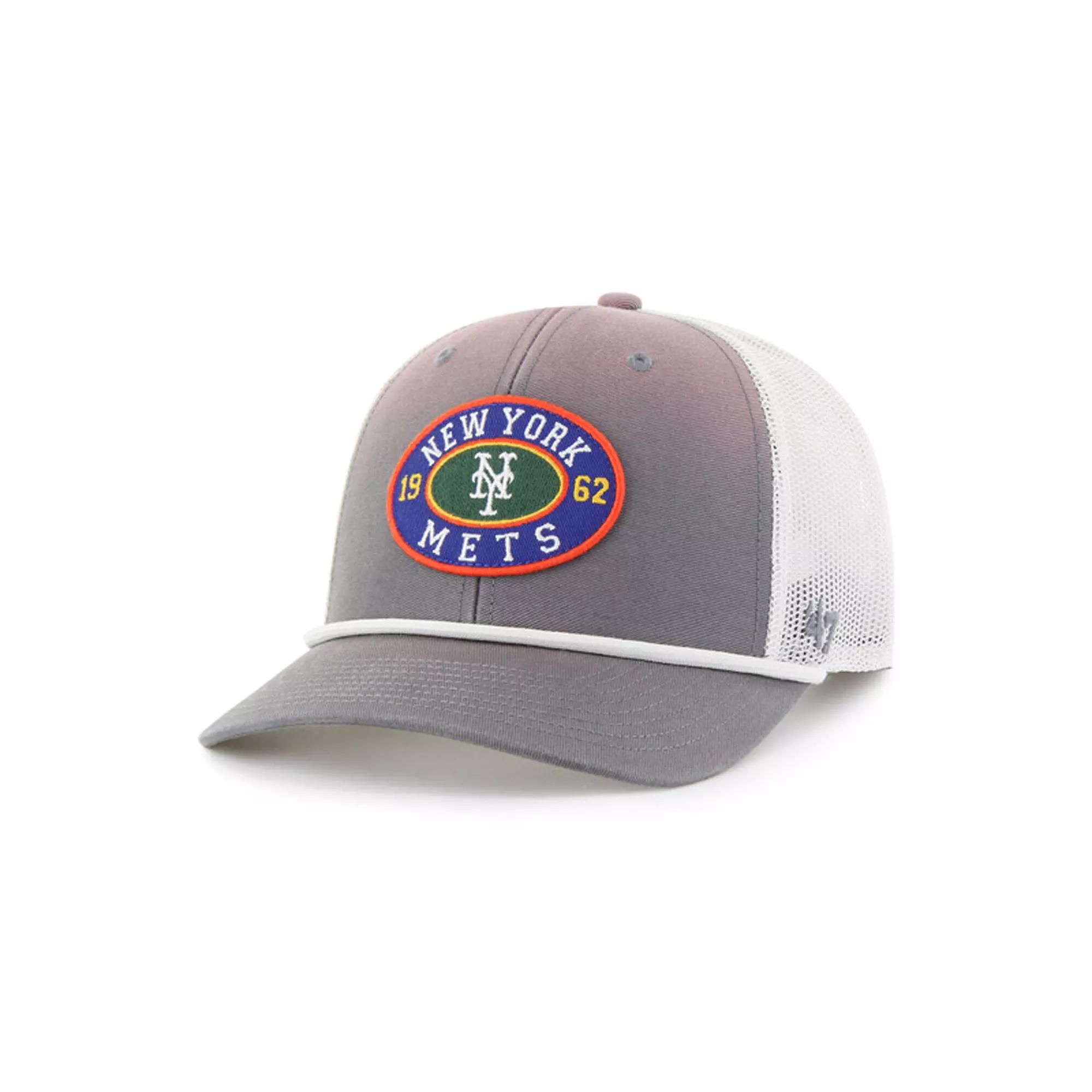 Men's '47 Gray/White New York Mets Tide Sweep Rope Trucker Adjustable Hat, Grey Product Image