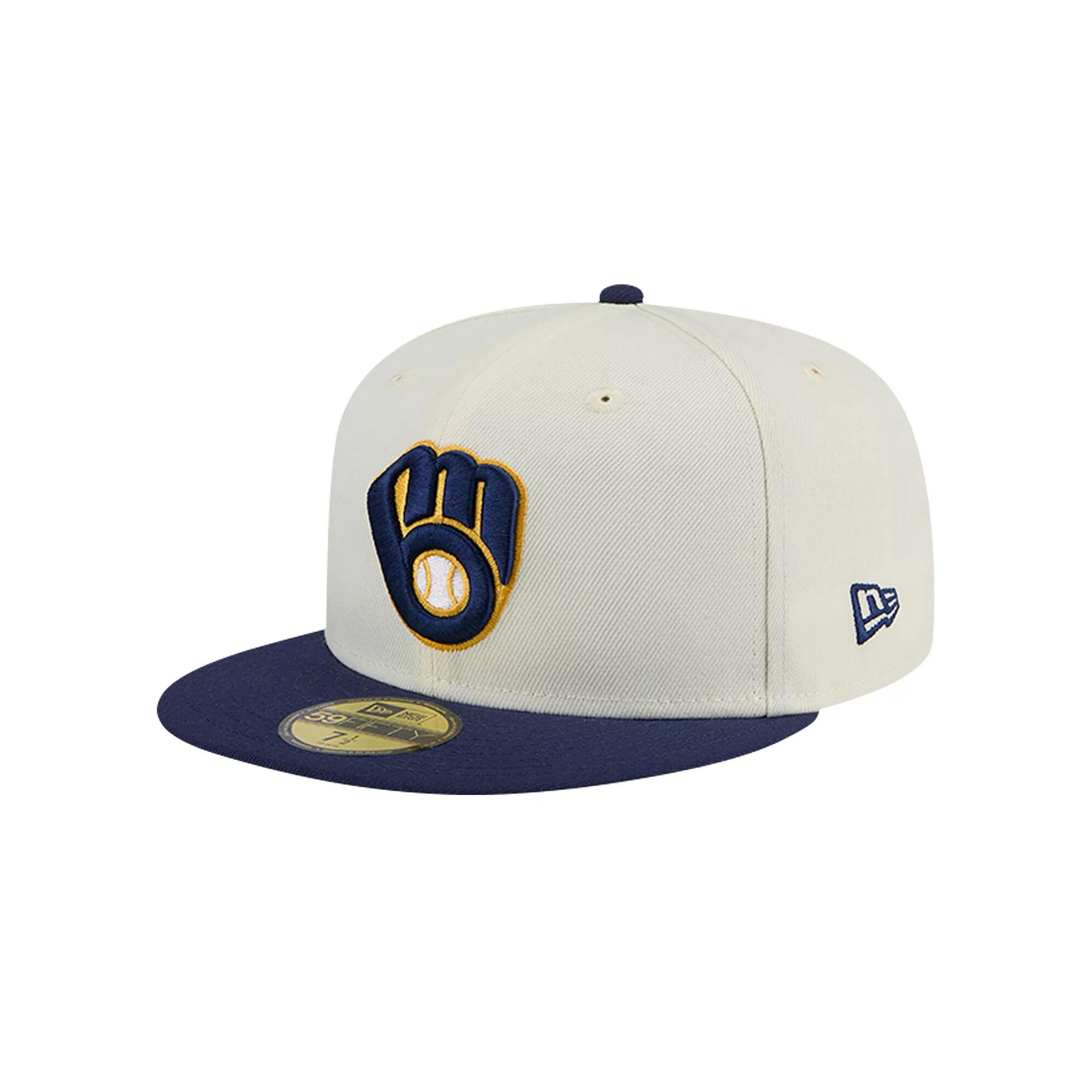 Men's New Era Cream Milwaukee Brewers Chrome 59FIFTY Fitted Hat, Size: 7 1/4, Beige Product Image
