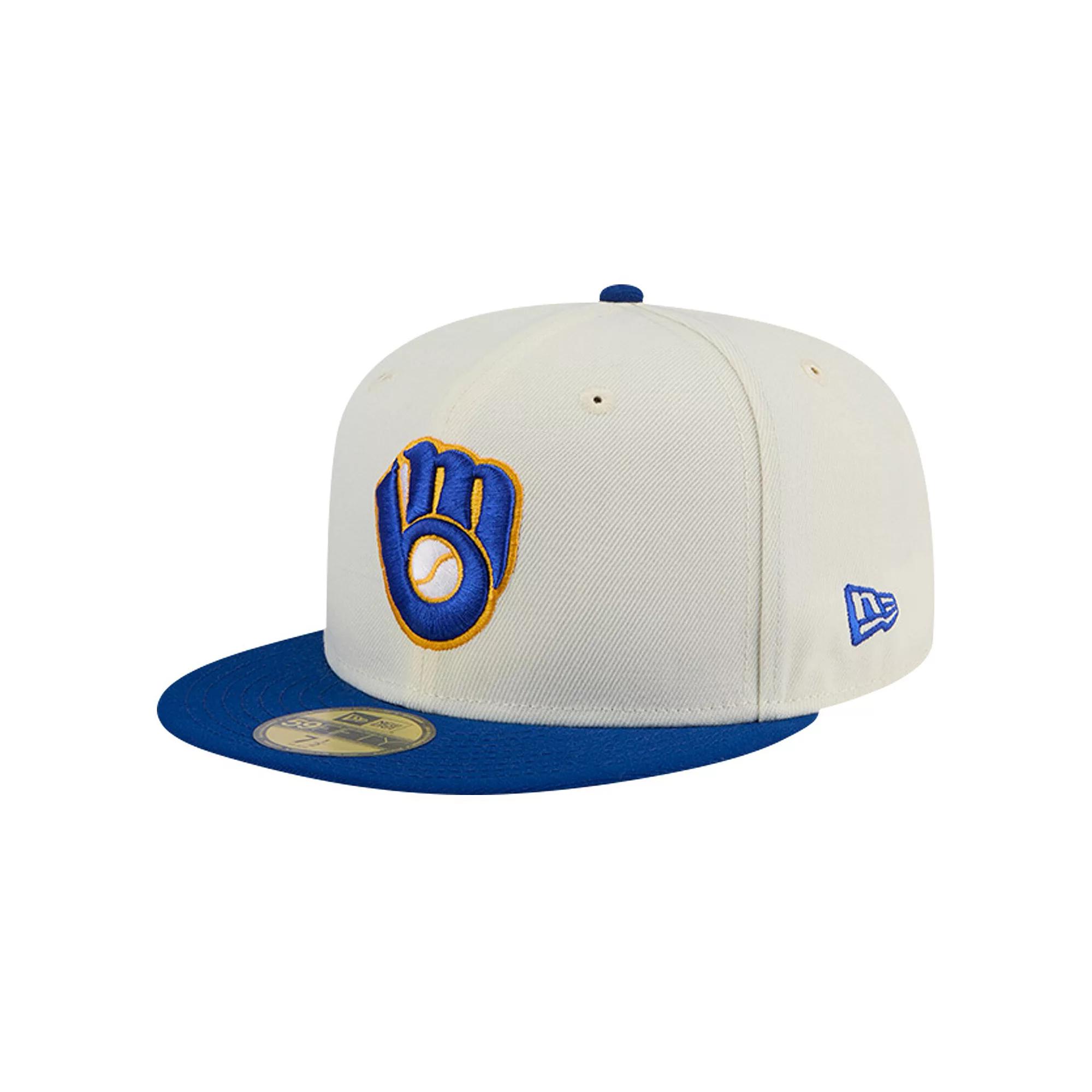 Men's New Era Cream Milwaukee Brewers Cooperstown Collection Chrome 59FIFTY Fitted Hat, Size: 7 1/2, Beige Product Image