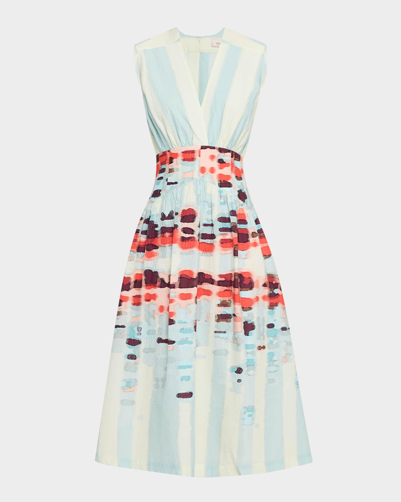 Jocelyn Sleeveless Cotton-Stretch A-Line Midi Dress Product Image