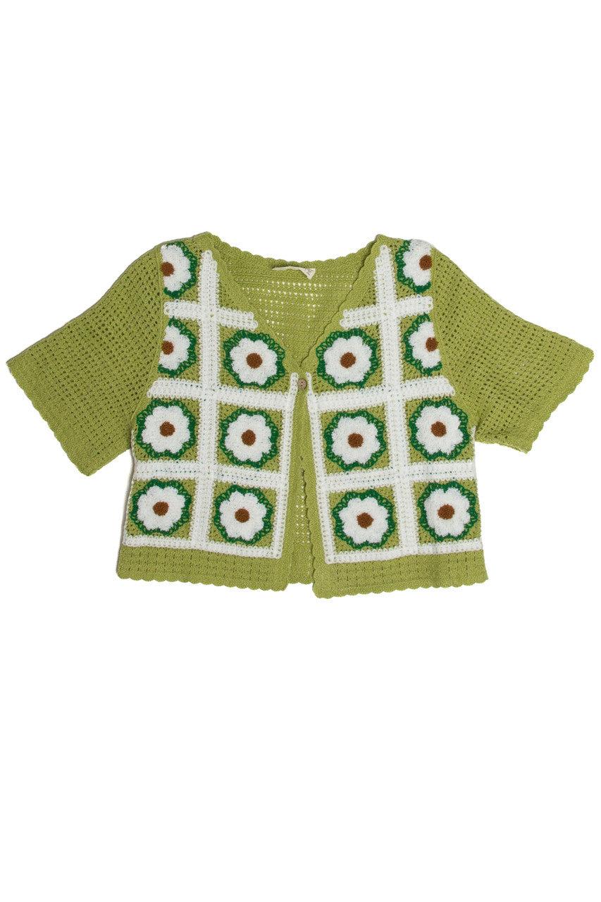 Green Floral Crochet Cardigan Product Image
