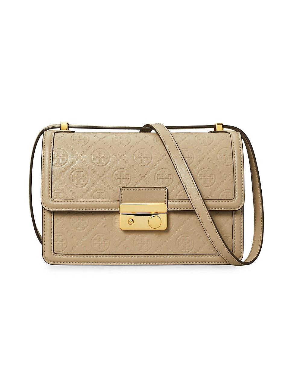 Womens T Monogram Debossed Leather Shoulder Bag Product Image
