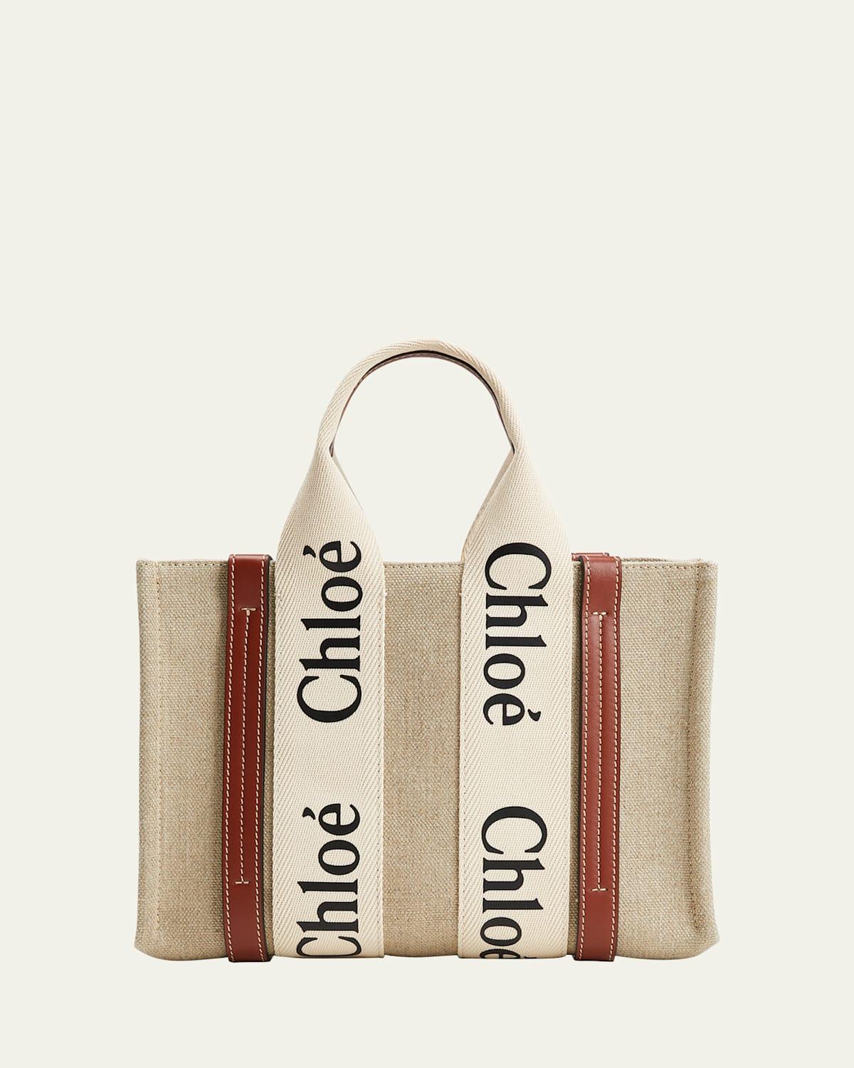 Woody Small Tote Bag in Linen with Crossbody Strap Product Image
