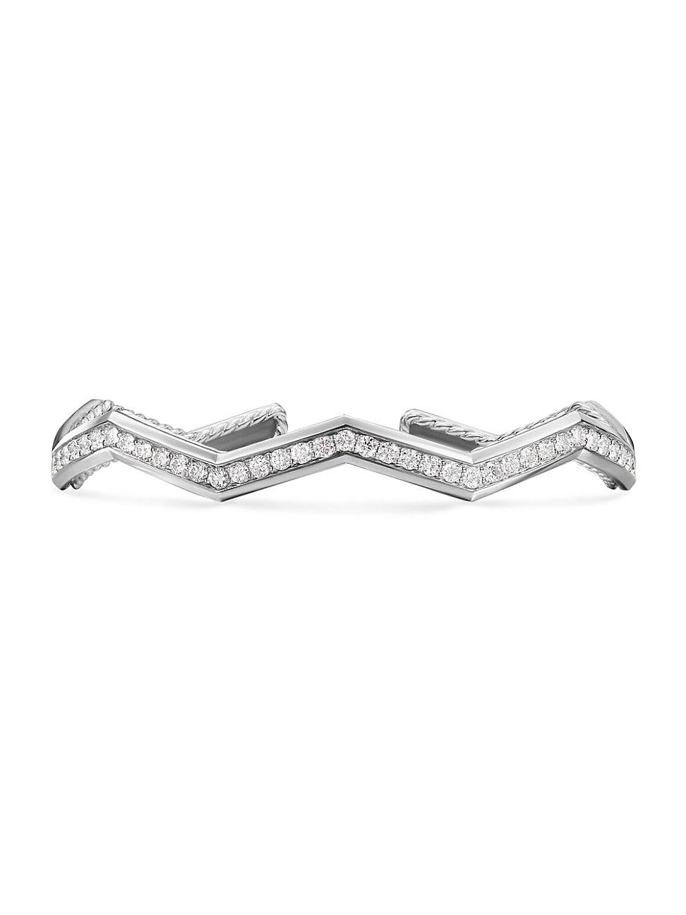 Womens Zig Zag Stax Cuff Bracelet in Sterling Silver Product Image