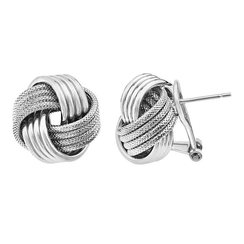 Jordan Blue Sterling Silver Textured Love Knot Button Stud Earrings, Womens, Grey Product Image