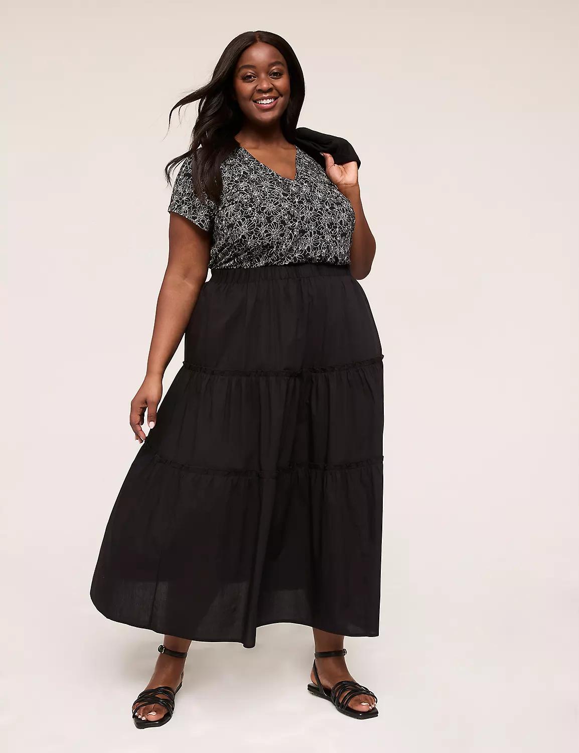 Poplin Tiered Maxi Skirt Product Image