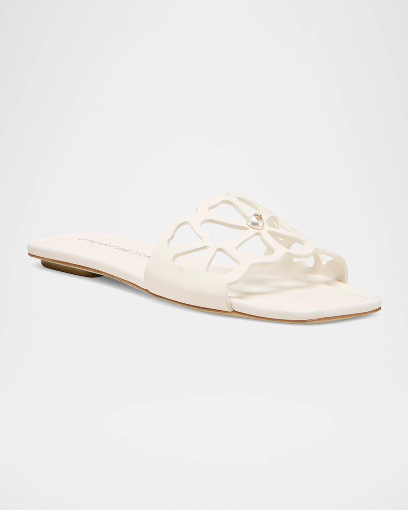 Jasmine Leather Cutout Flat Slide Sandals Product Image