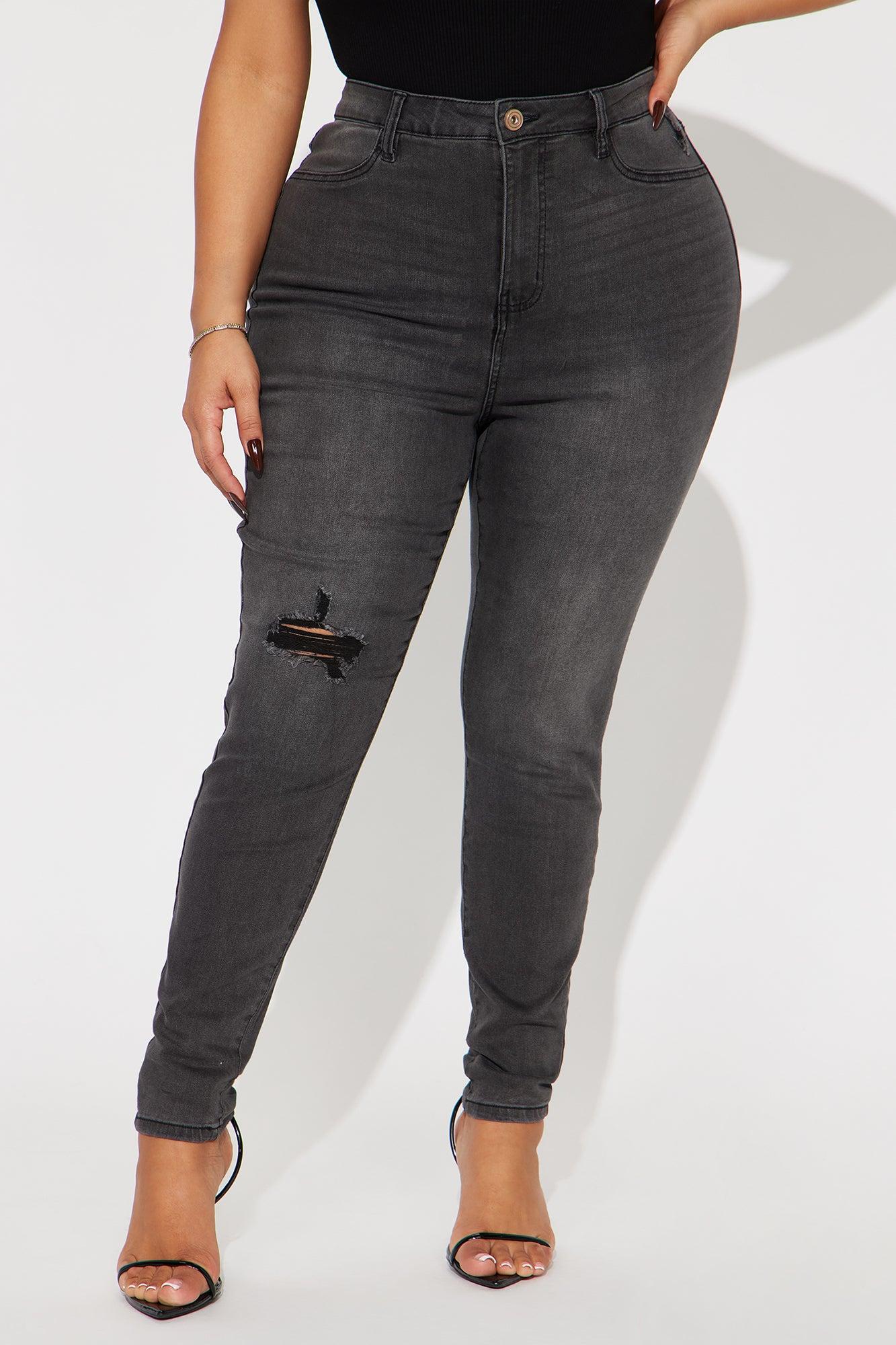Stretch Curvy Ripped Skinny Jean - Black Product Image