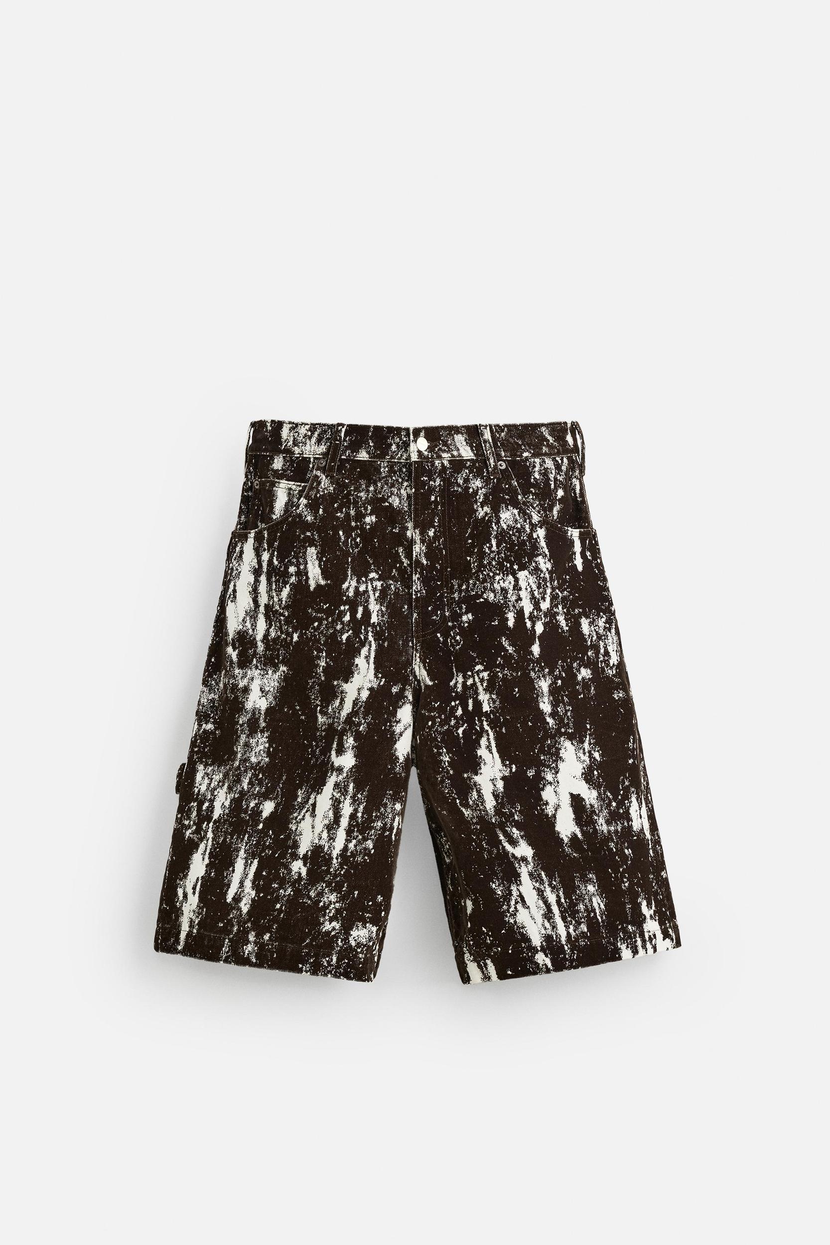 ANIMAL PRINT DENIM SHORTS Product Image