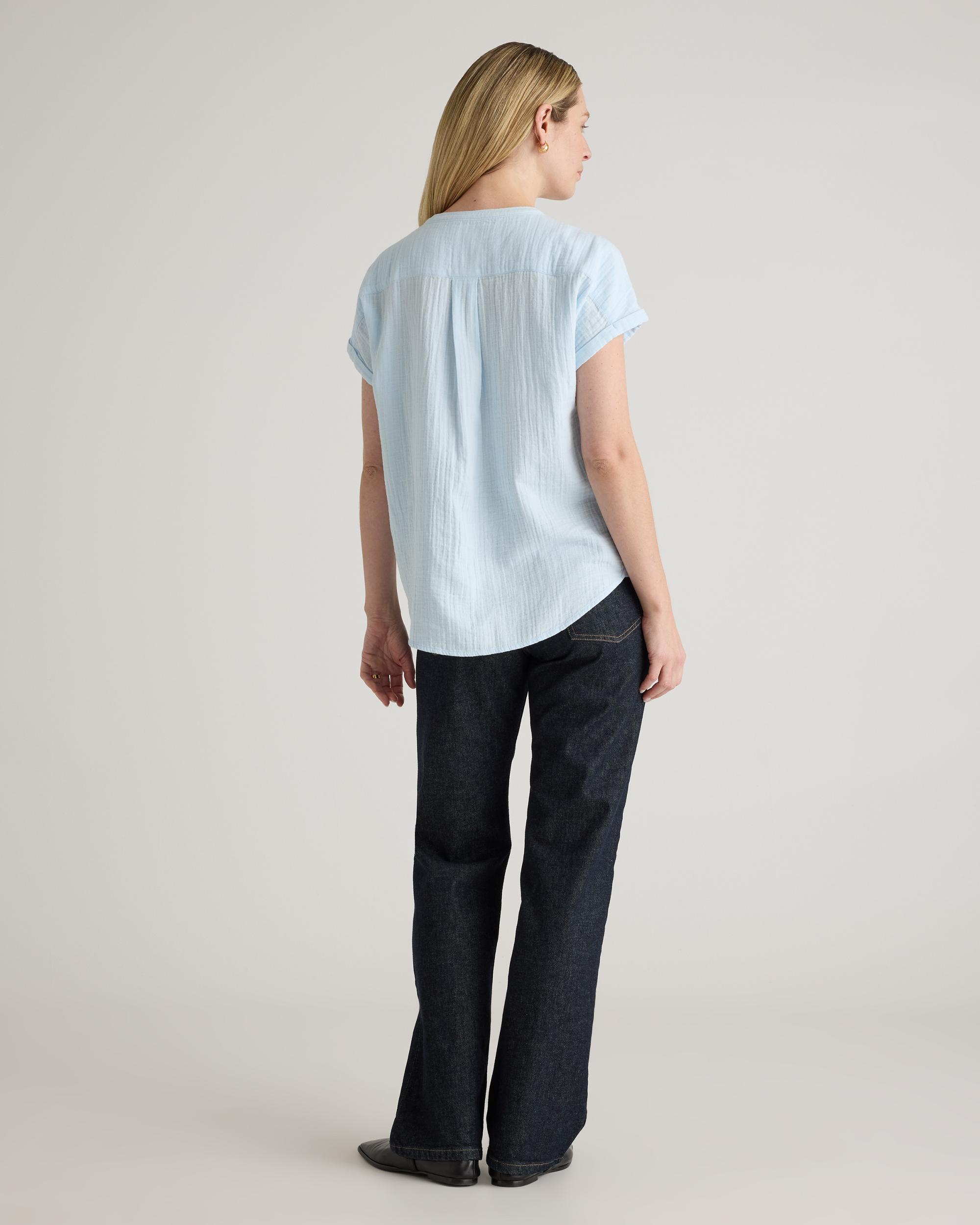Quince | Women's Gauze Roll Sleeve Shirt Organic Cotton Product Image
