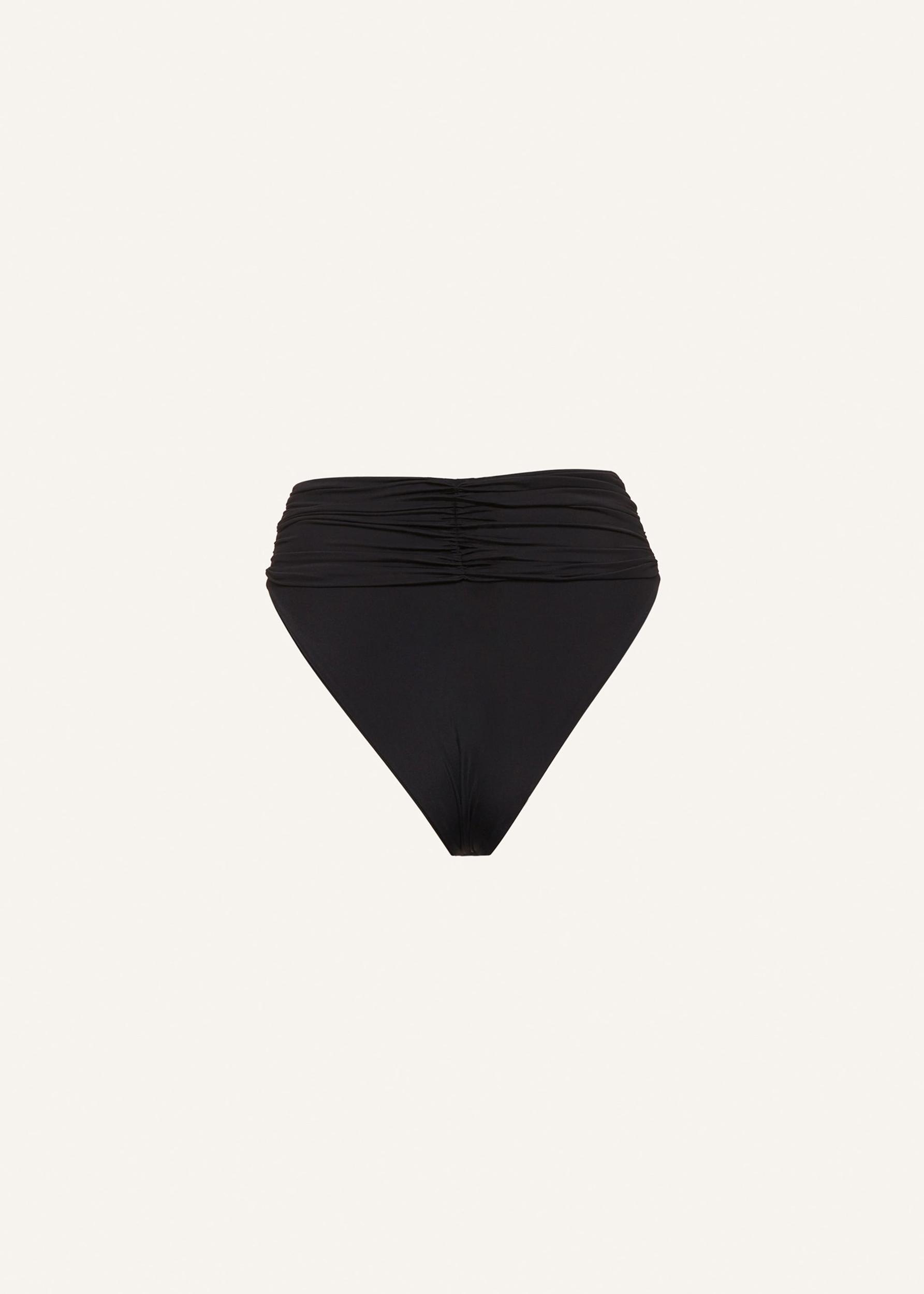 High-waisted flower appliqué swim bottom in black Product Image