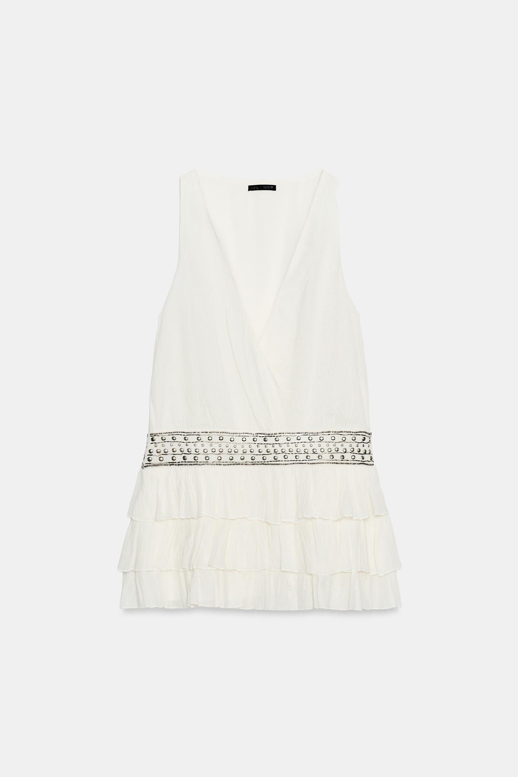 CHIFFON RUFFLED STUDDED DRESS Product Image