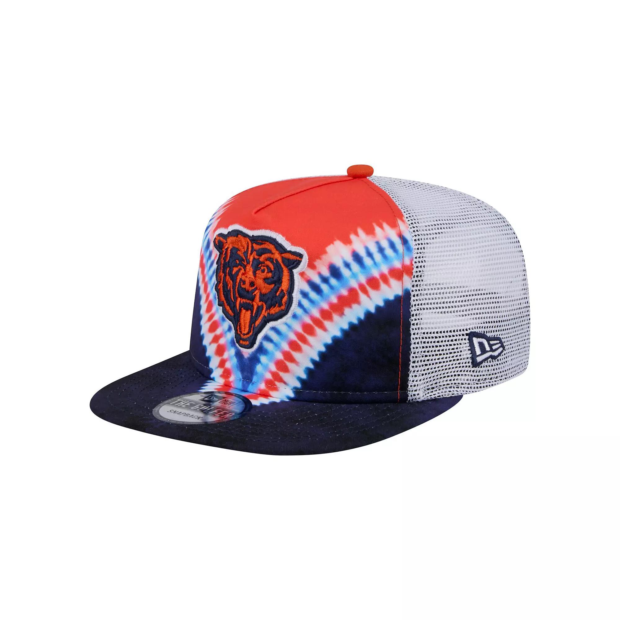 Men's New Era Orange/Navy Chicago Bears Throwback Dye Golfer Snapback Hat Product Image