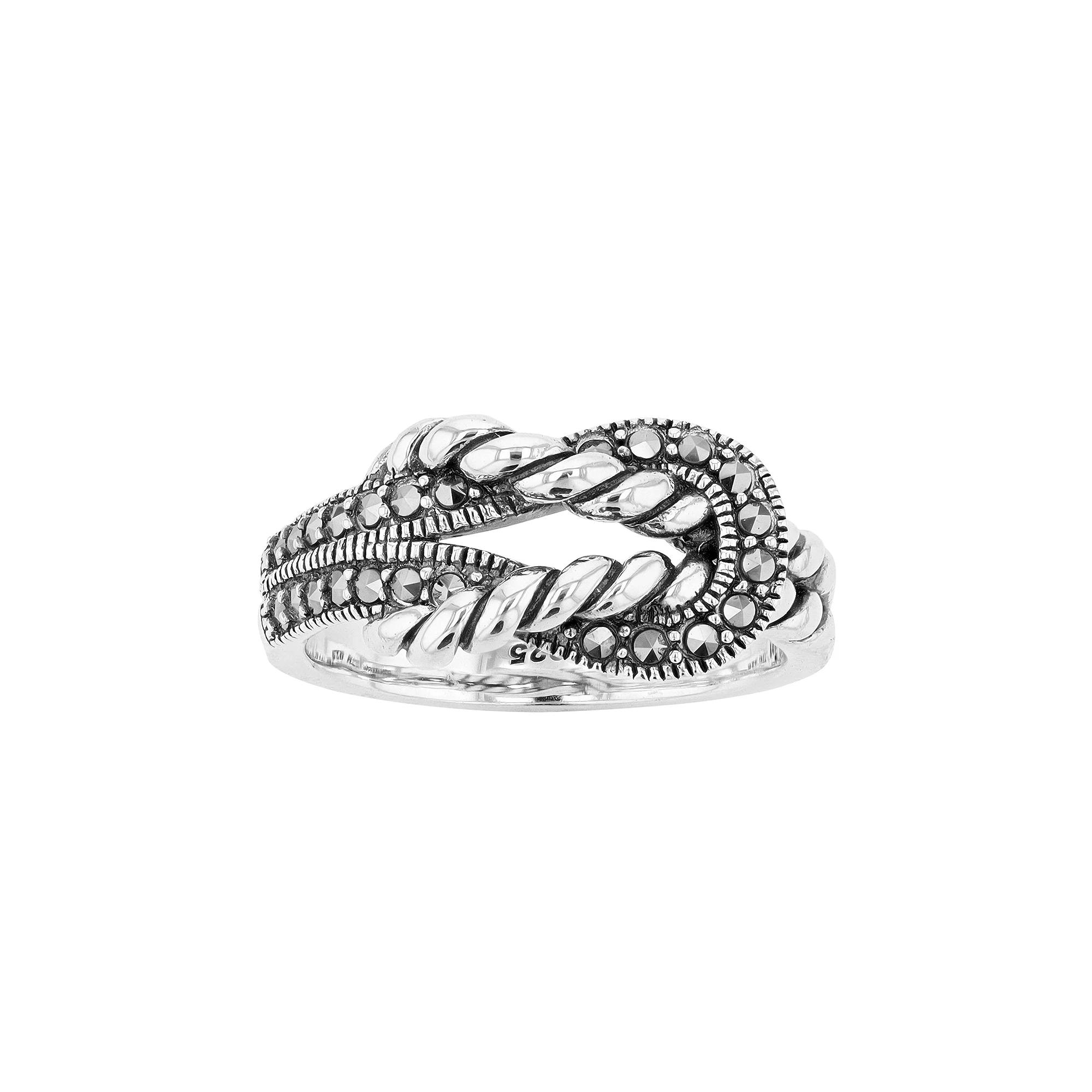 Lavish by TJM Sterling Silver Marcasite Tie-a-Knot Ring, Women's, Size: 7 Product Image