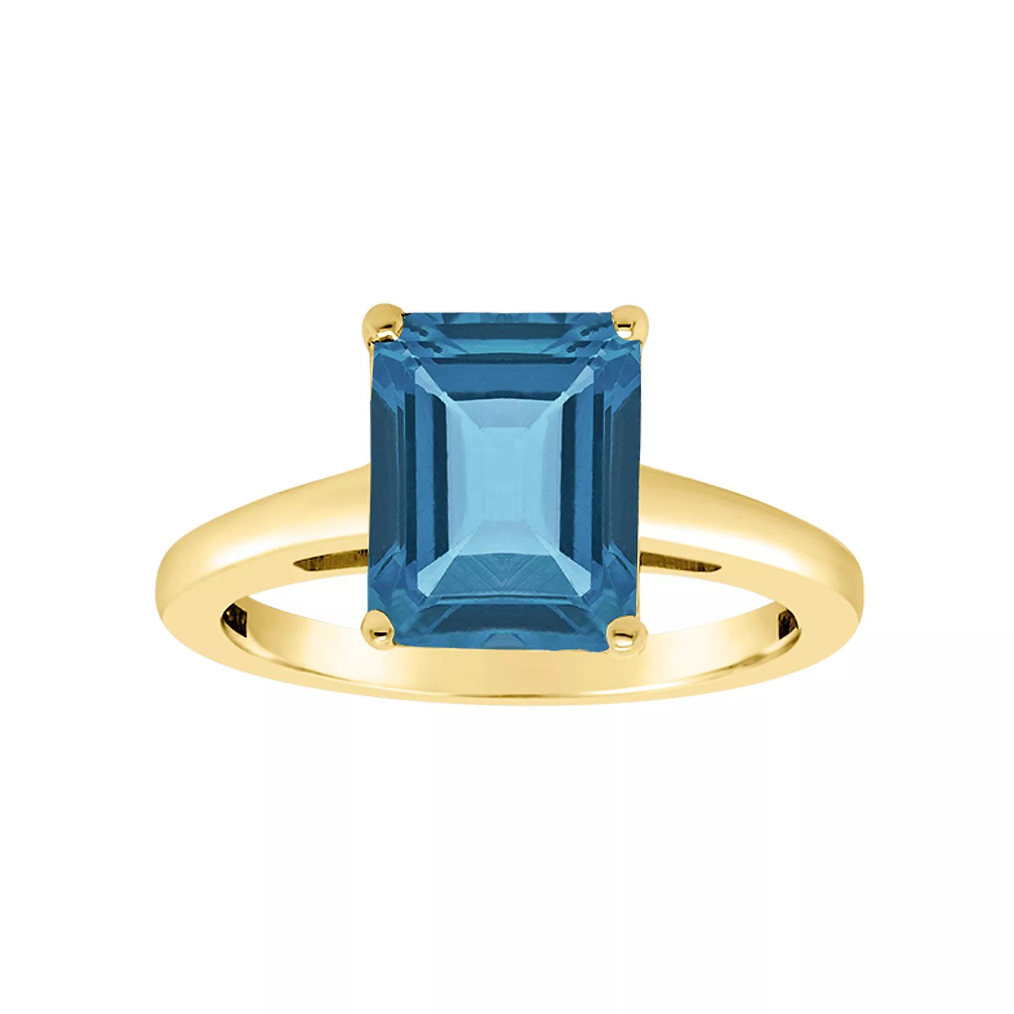 Alyson Layne 14k Gold Emerald Cut London Blue Topaz Solitaire Ring, Women's, Size: 8 Product Image