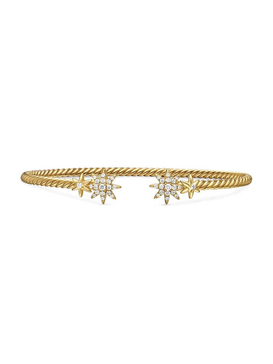 Womens Petite Starburst Cable Bracelet in 18K Yellow Gold Product Image