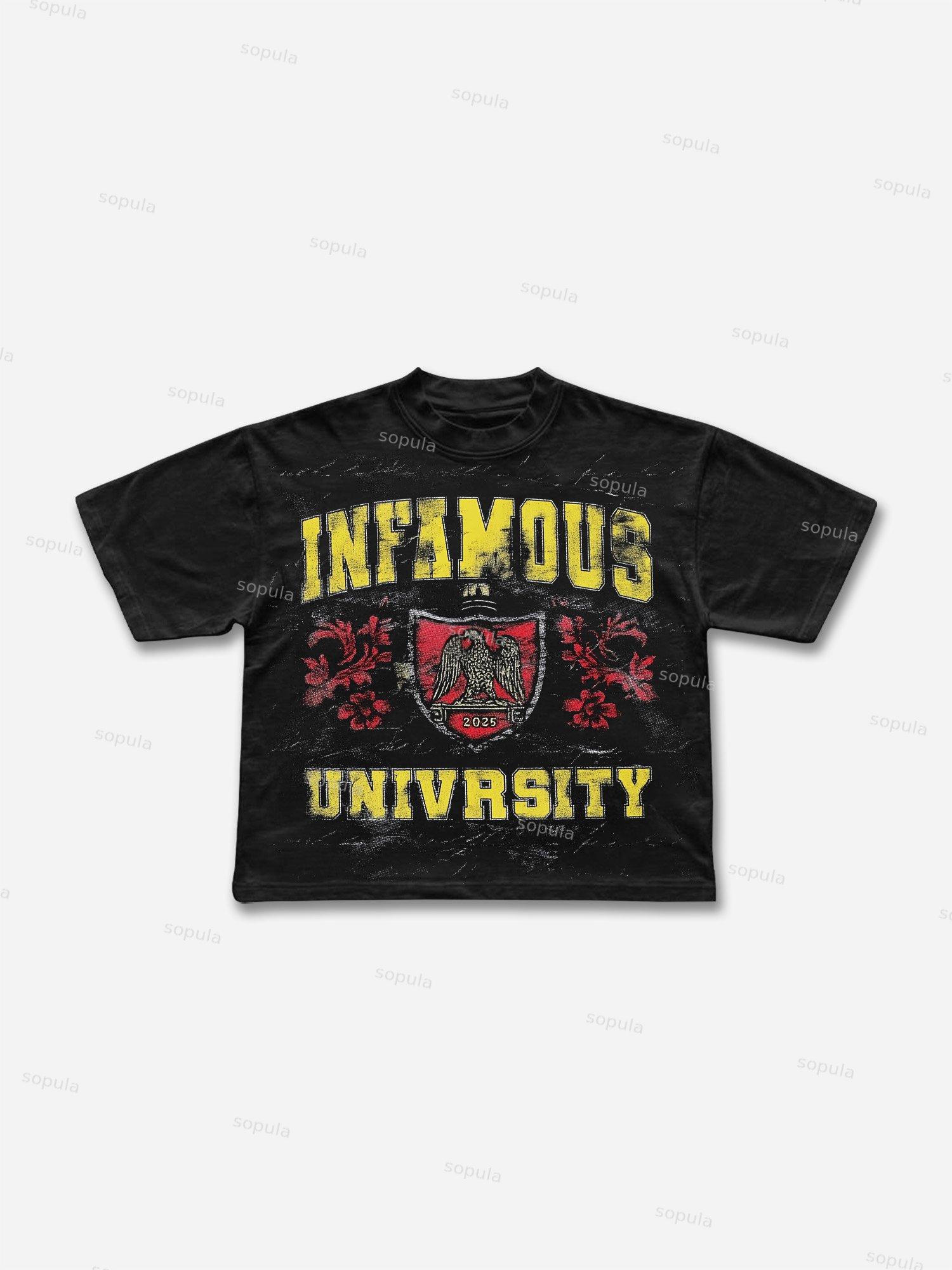 Vintage Infamous University Print Cropped T-shirt Product Image