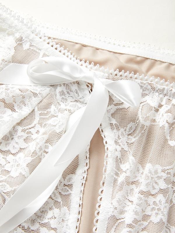 Lace Off Shoulder Tie Front Long Sleeve Tee & Tiered Skirt Set Product Image