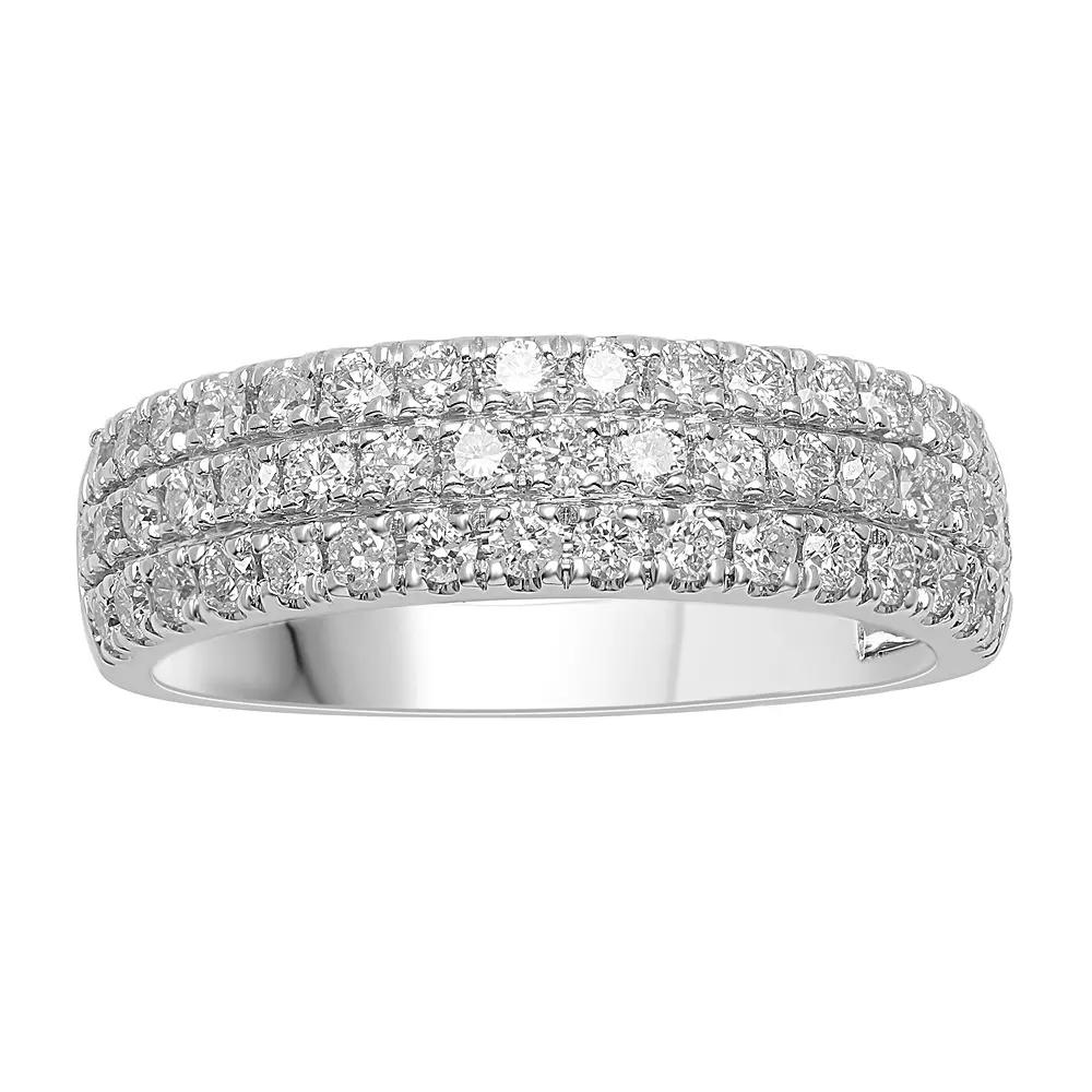 Platinum 1 Carat T.W. Diamond 3-Row Anniversary Band, Women's, Size: 6, White Product Image