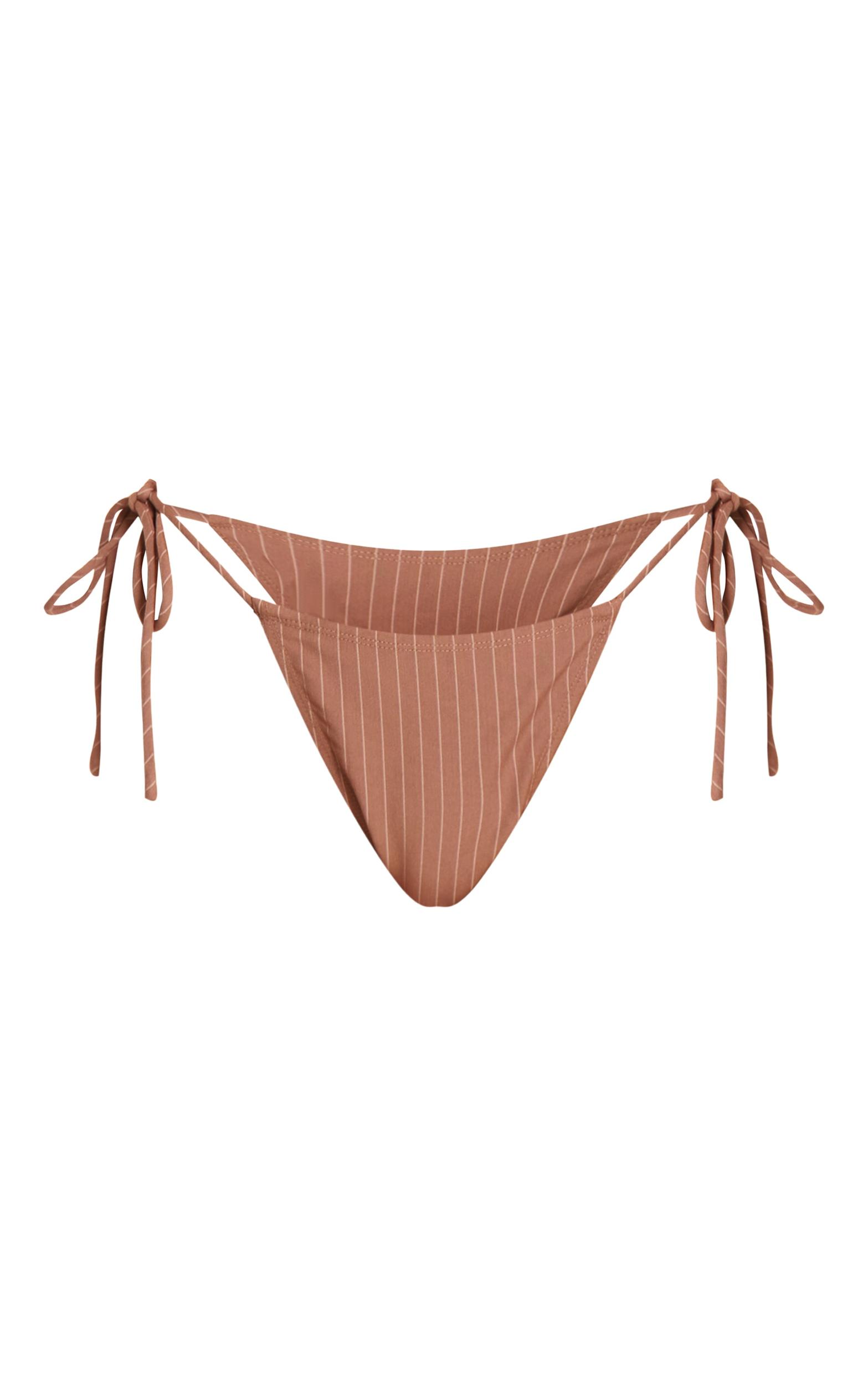 Stone Pinstripe Tie Side Bikini Bottom Product Image