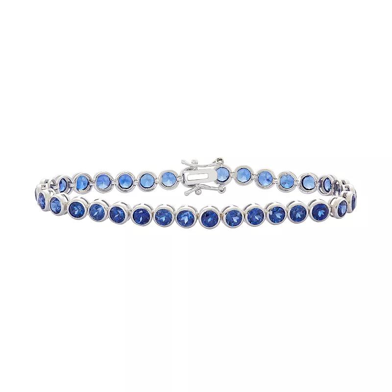 Designs by Gioelli Sterling Silver Lab-Created Sapphire Tennis Bracelet, Women's,  Product Image