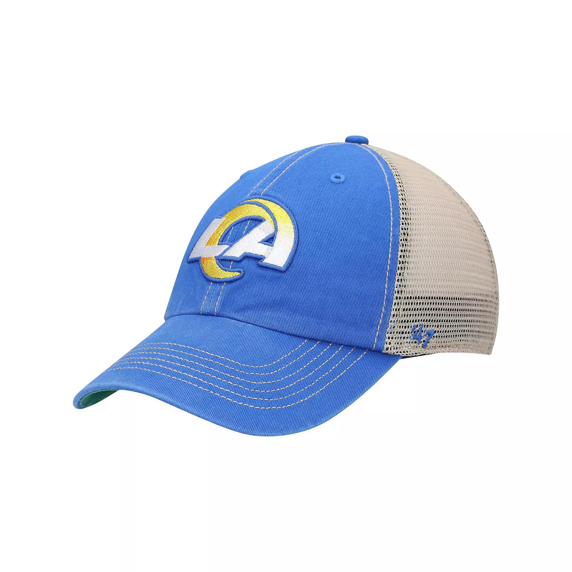 Men's '47 Royal/Natural Los Angeles Rams LA Trawler Trucker Clean Up Snapback Hat, Blue Product Image