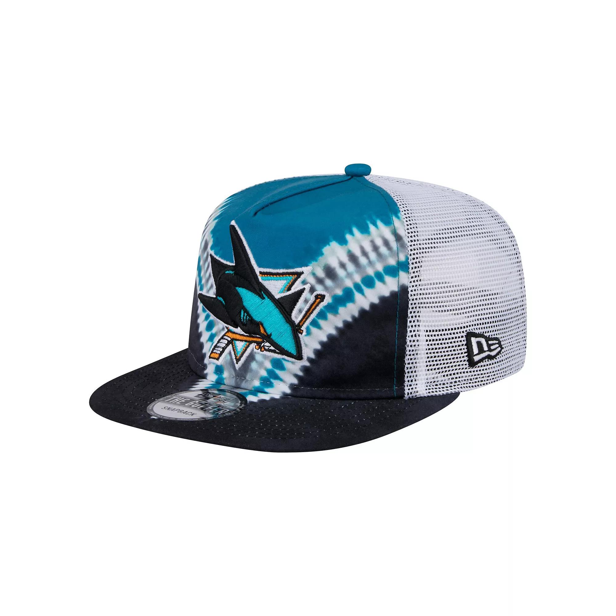 Men's New Era  Black/Teal San Jose Sharks Throwback V-Dye Adjustable Golfer Hat, Sks Black Product Image