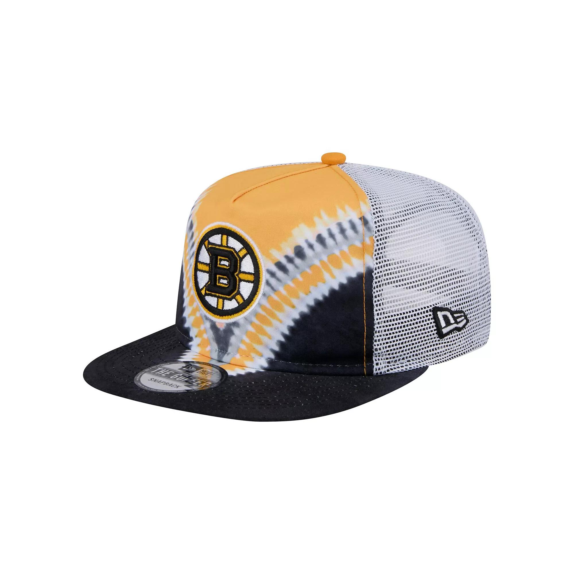 Men's New Era  Black/Gold Boston Bruins Throwback V-Dye Adjustable Golfer Hat Product Image