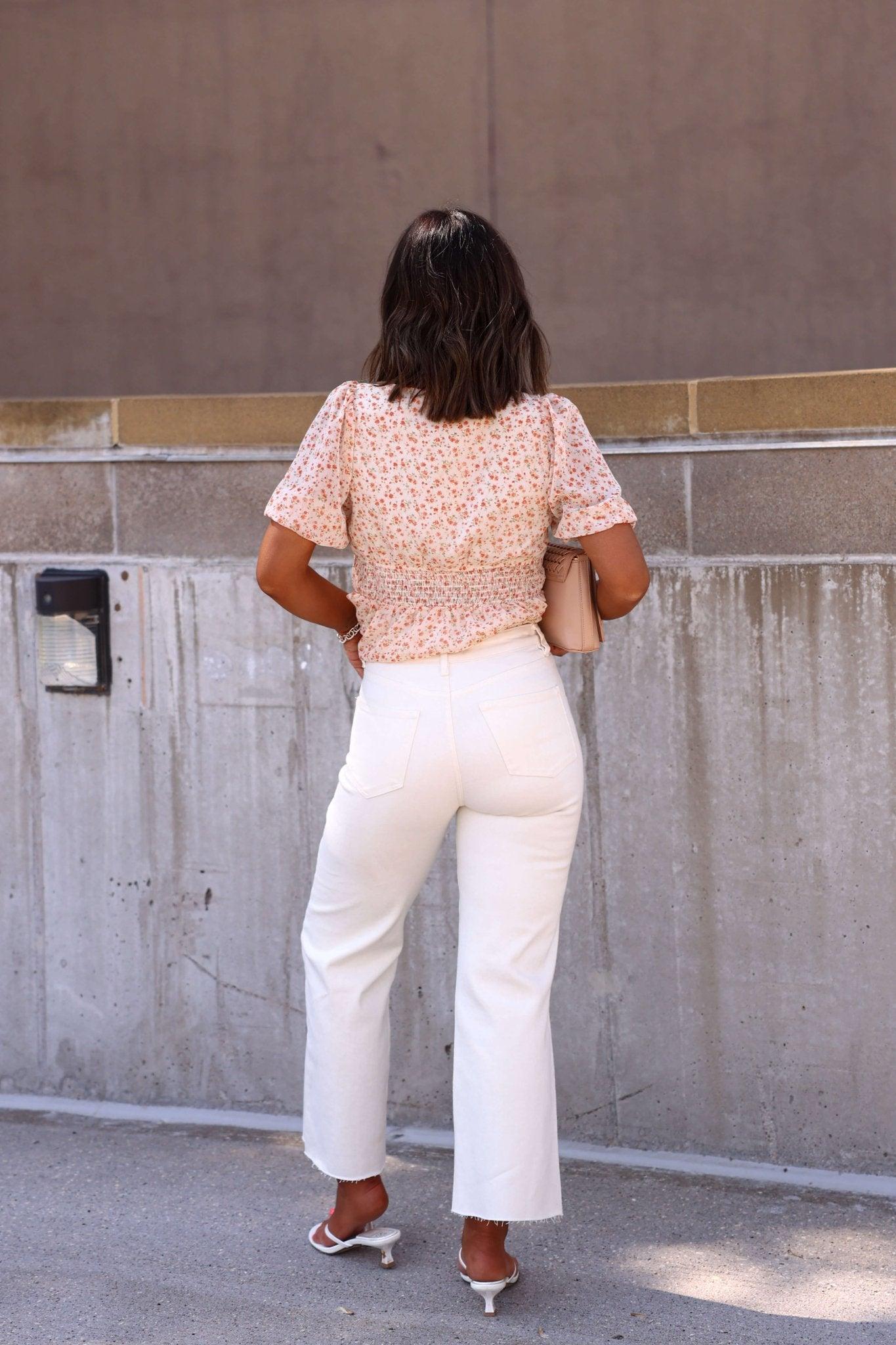 Bayeas Cream High Rise Wide Leg Jeans - FINAL SALE Product Image