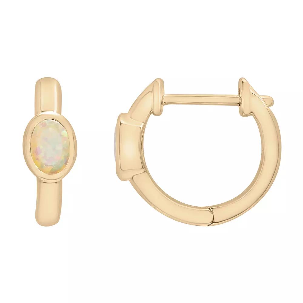 14k Gold Over Sterling Silver Lab-Created Stone Hoop Earrings, Women's, Cr White Product Image