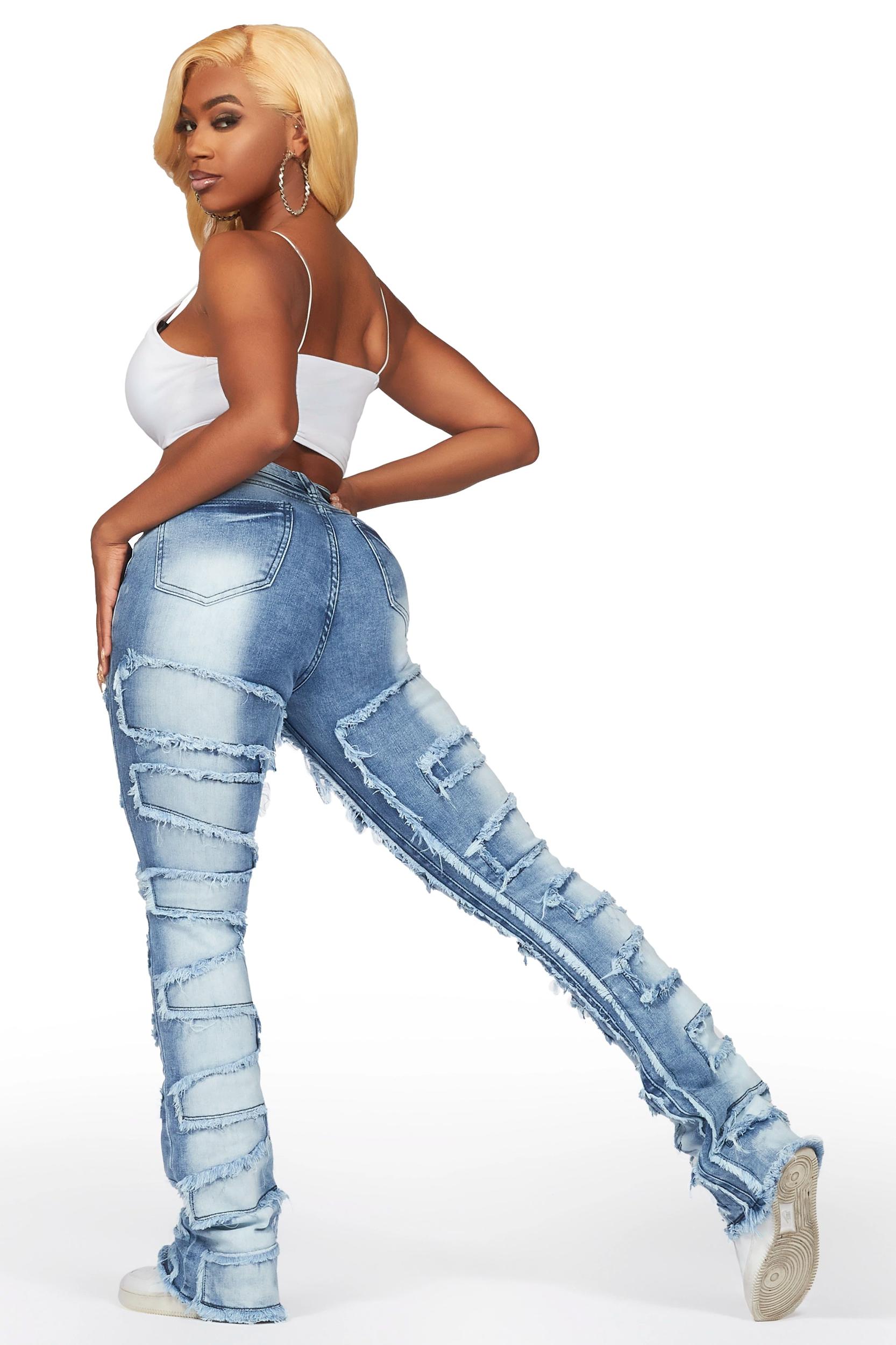 Zariyah Med. Wash Stacked Flare Jean Female Product Image