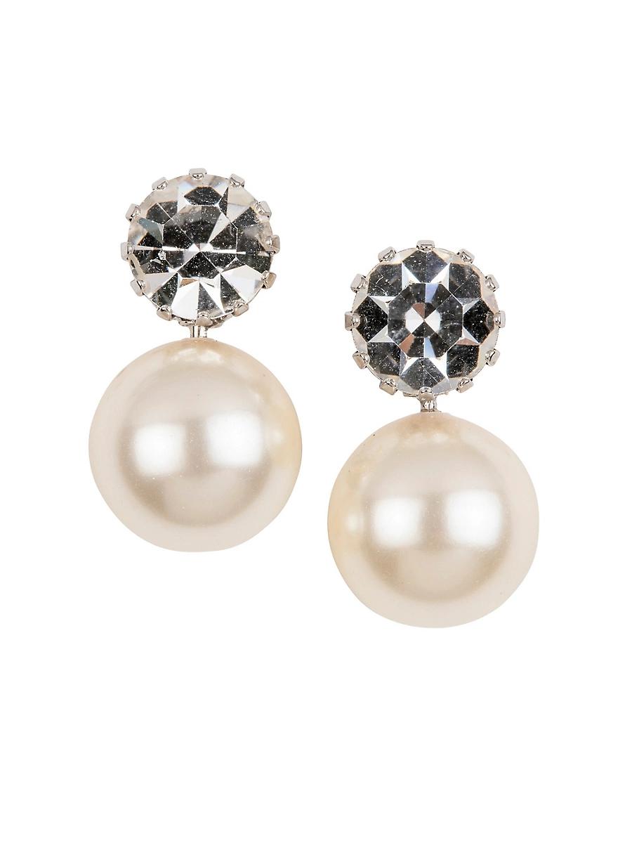 Womens Ines 18K Gold-Plated, Crystal & Glass Pearl Earrings Product Image