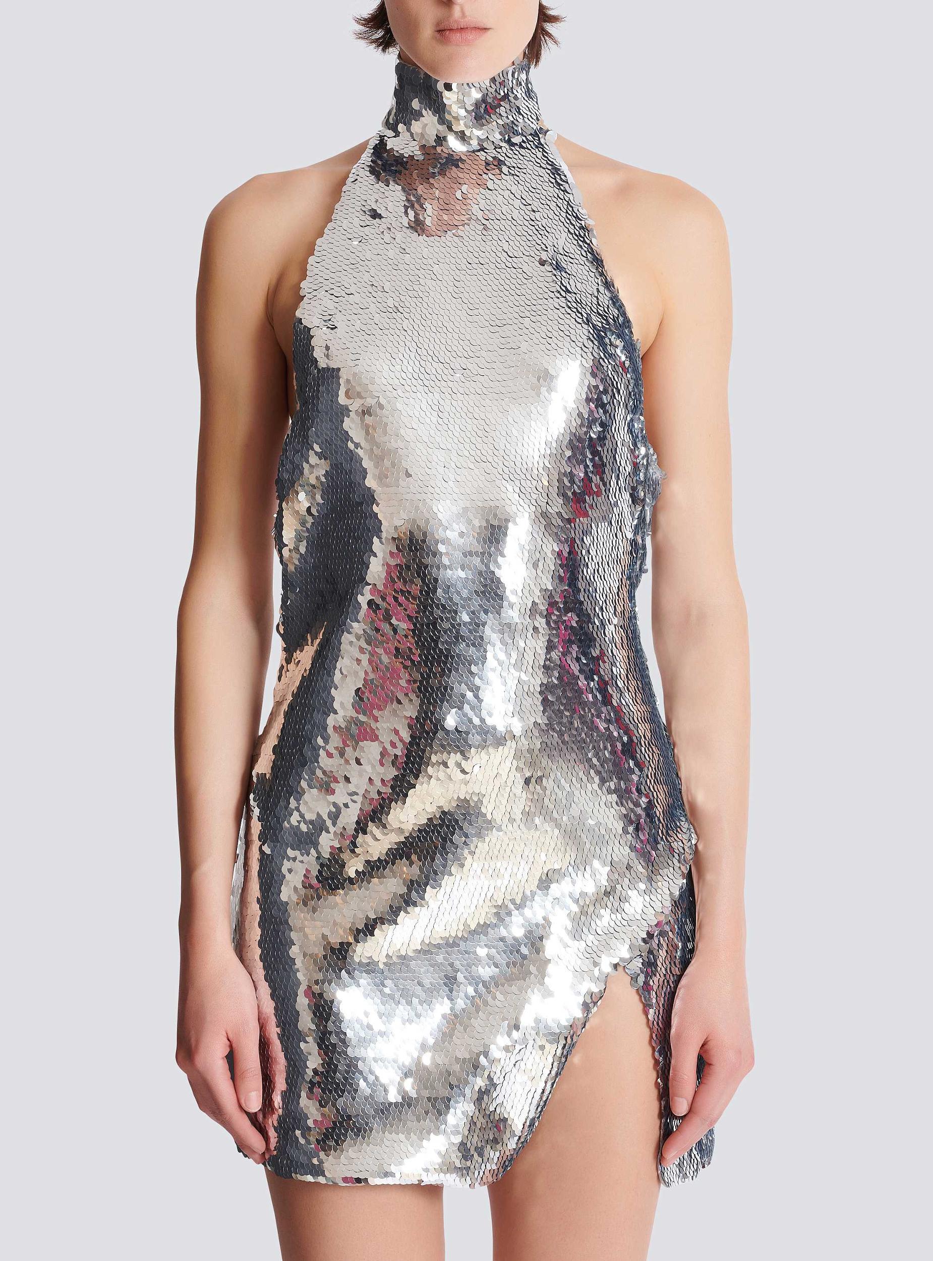 Short sequinned halterneck dress Product Image