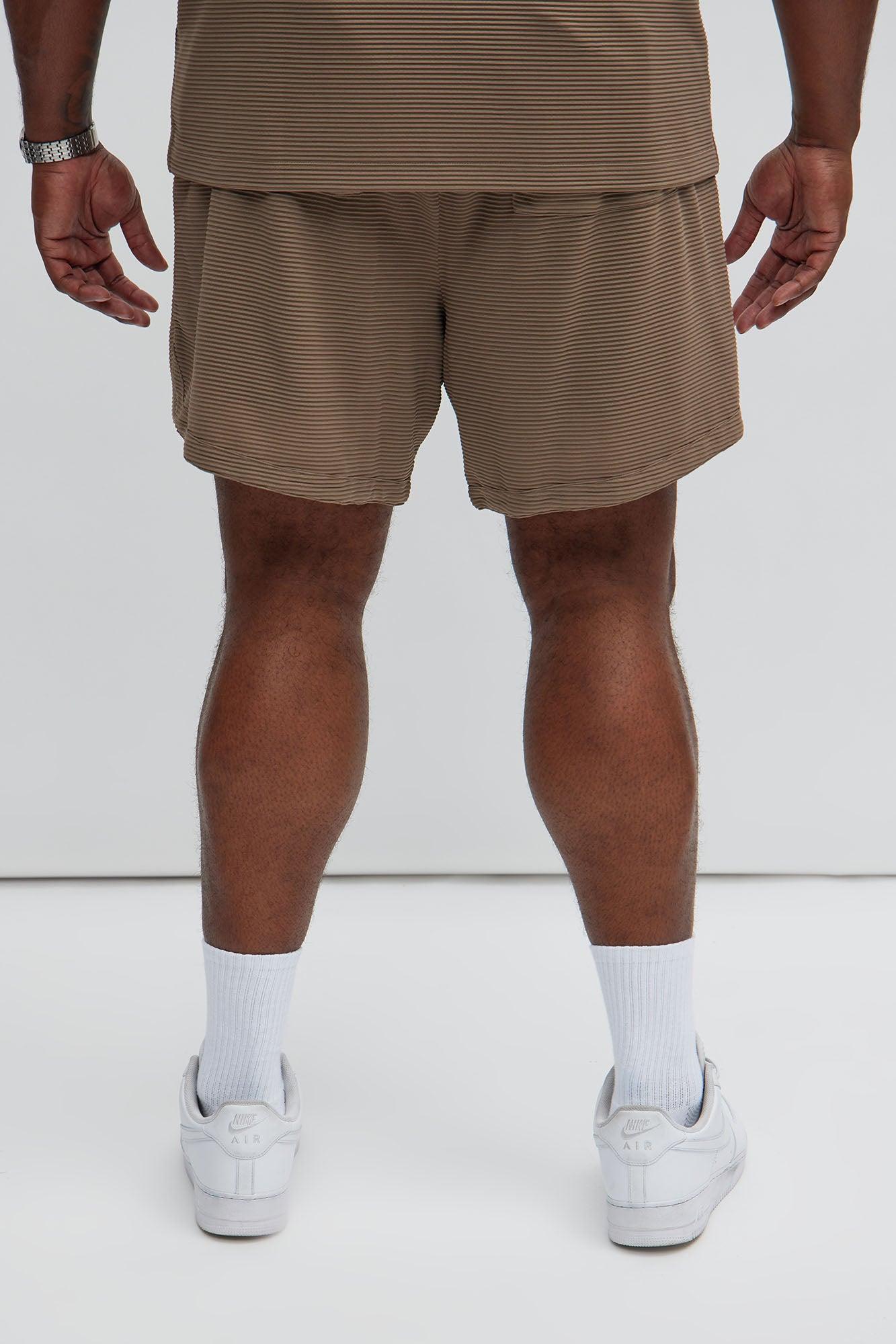 Zyler Textured Shorts - Taupe Product Image