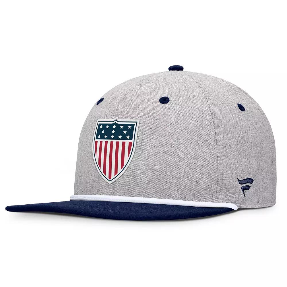 Men's Fanatics Heather Gray/Navy Team USA Eagle Snapback Hat, Usa Grey Product Image
