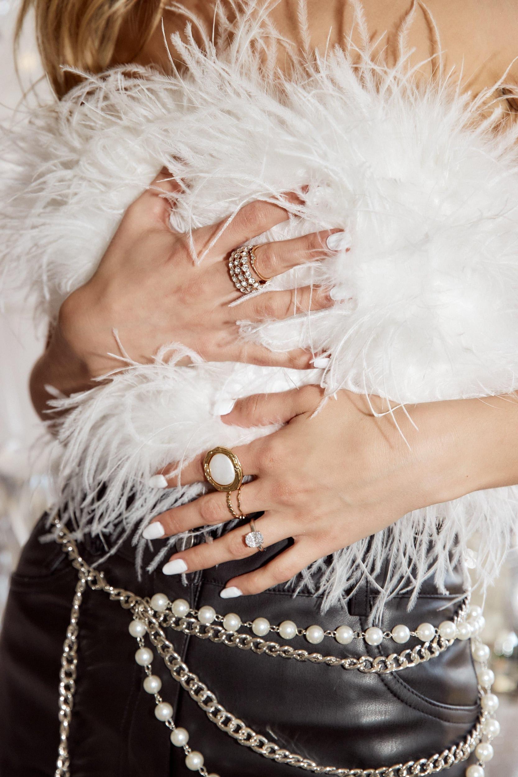 Chanel White Faux Feather Top Product Image