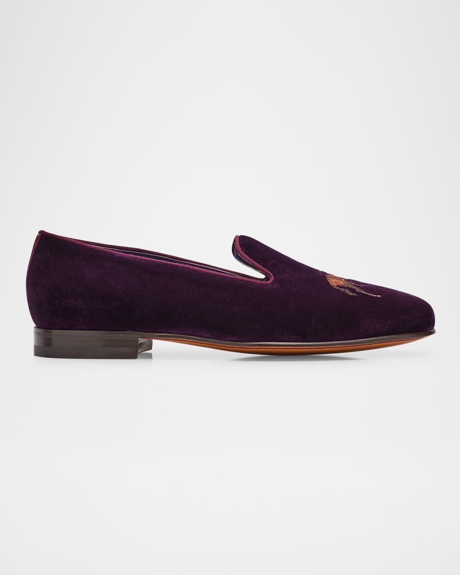 Men's Alonzo Embroidered Velvet Slippers Product Image