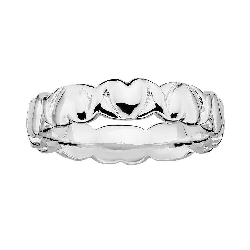 Stacks & Stones Sterling Silver Heart Stack Ring, Women's, Size: 6 Product Image