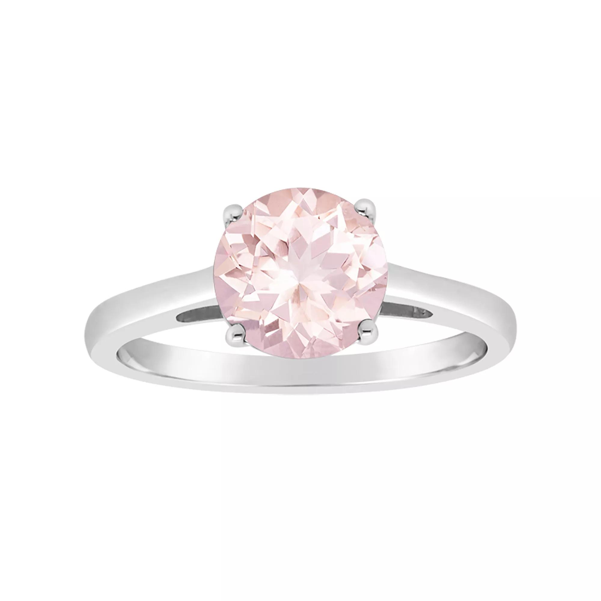 Alyson Layne 14k Gold Round Morganite Solitaire Ring, Women's, Size: 10, 14k White Gold Product Image