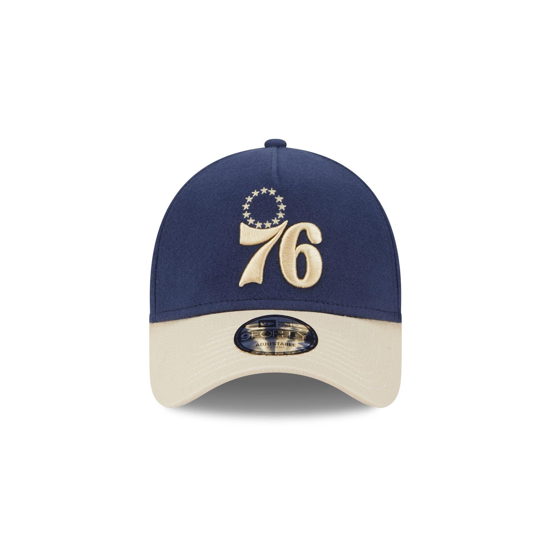 Philadelphia 76ers Moleskin Crown Navy 9FORTY A-Frame Snapback Hat Male Product Image