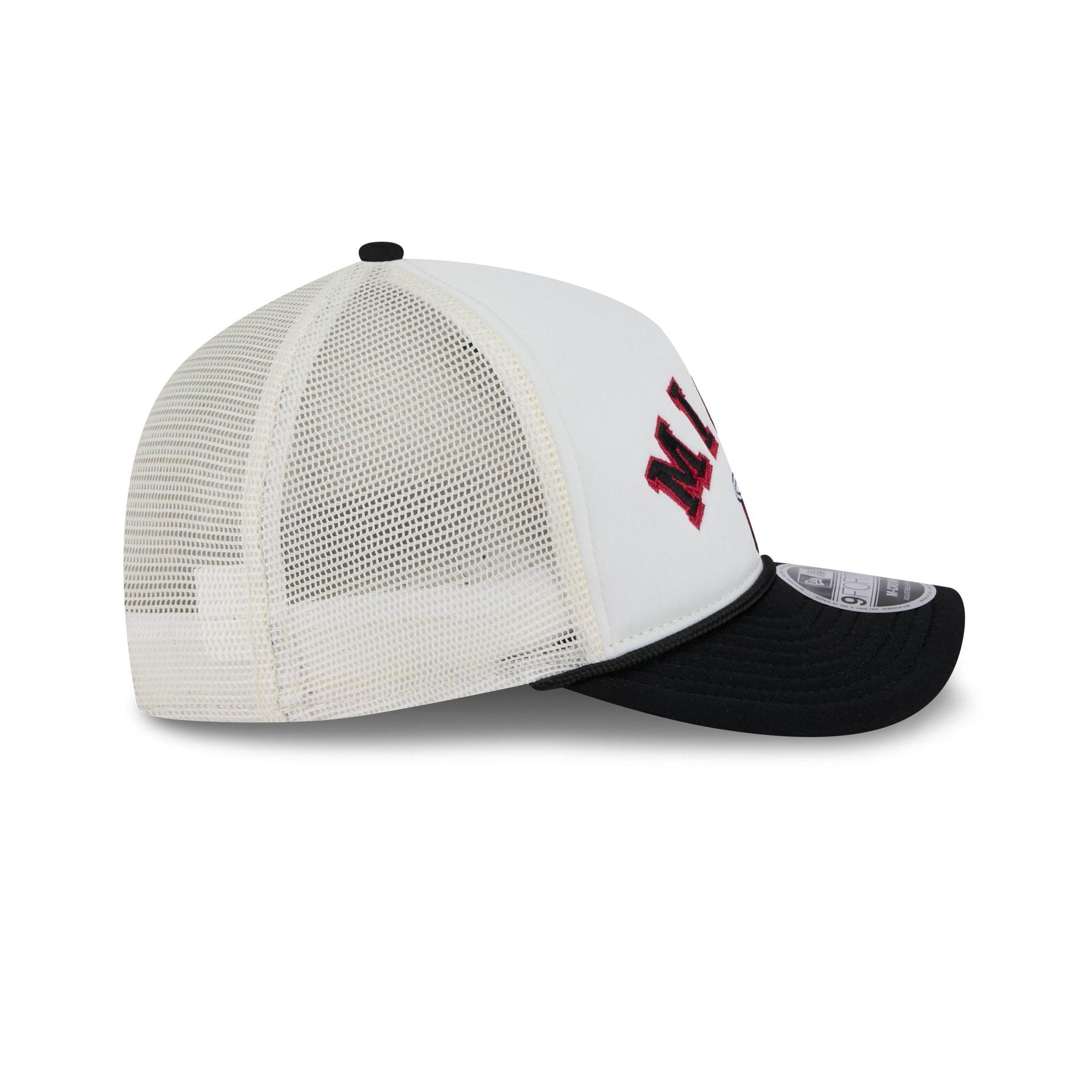 Miami Heat Chrome Arch 9FORTY M-Crown A-Frame Trucker Hat Male Product Image