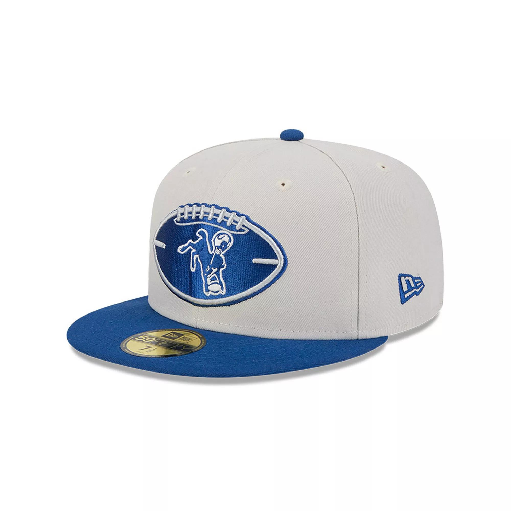 Men's New Era Stone/Royal Indianapolis Colts 2024 Sideline Historic 59FIFTY Fitted Hat, Size: 7 1/4, Team Product Image