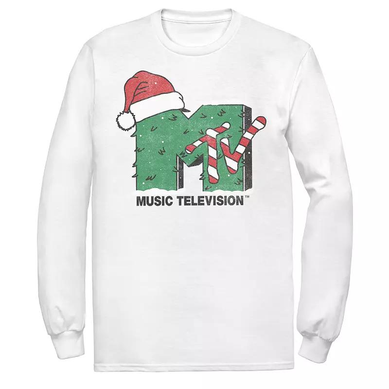 Men's MTV Logo Christmas Tree Santa Hat Colors Tee,  Product Image