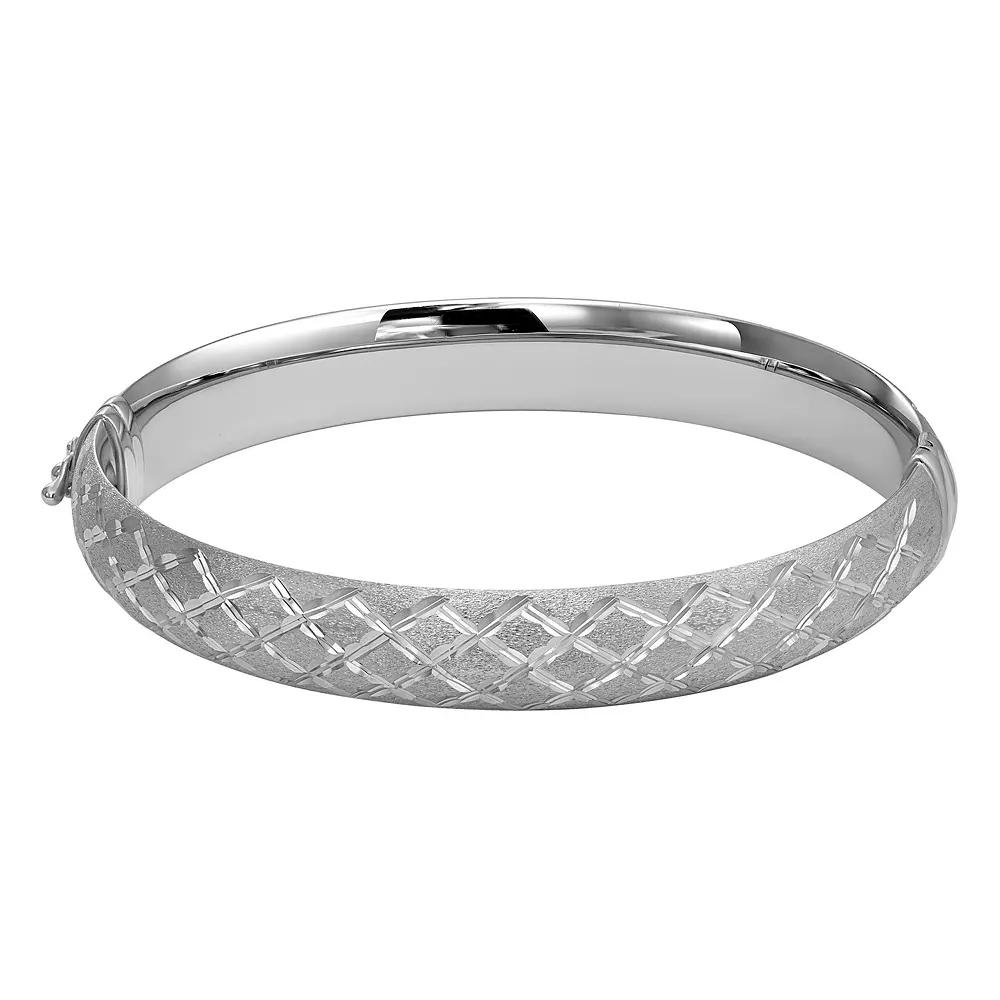 Argento Forte Sterling Silver Textured Bangle Bracelet, Women's, Size: 8" Product Image