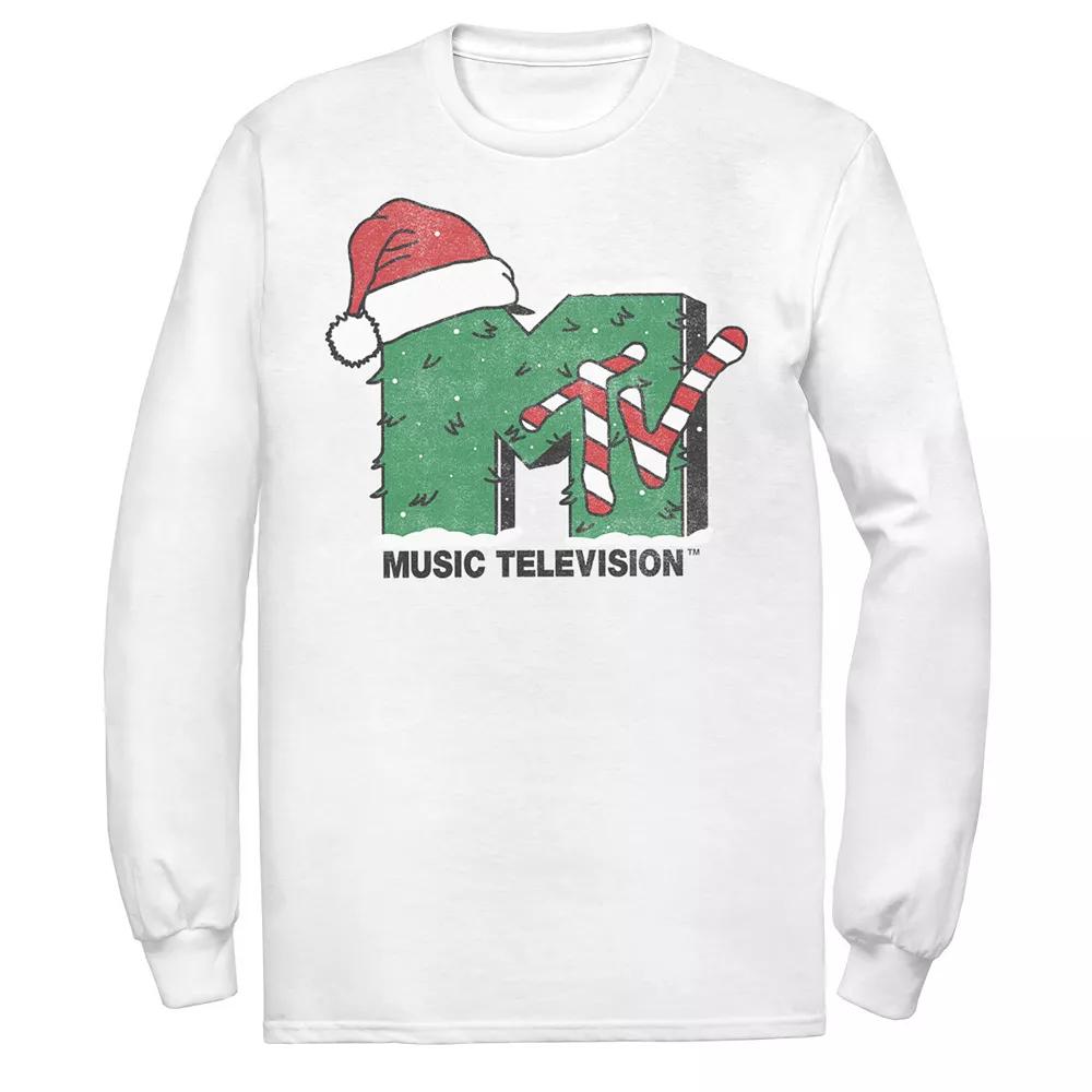 Men's MTV Logo Christmas Tree Santa Hat Colors Tee,  Product Image