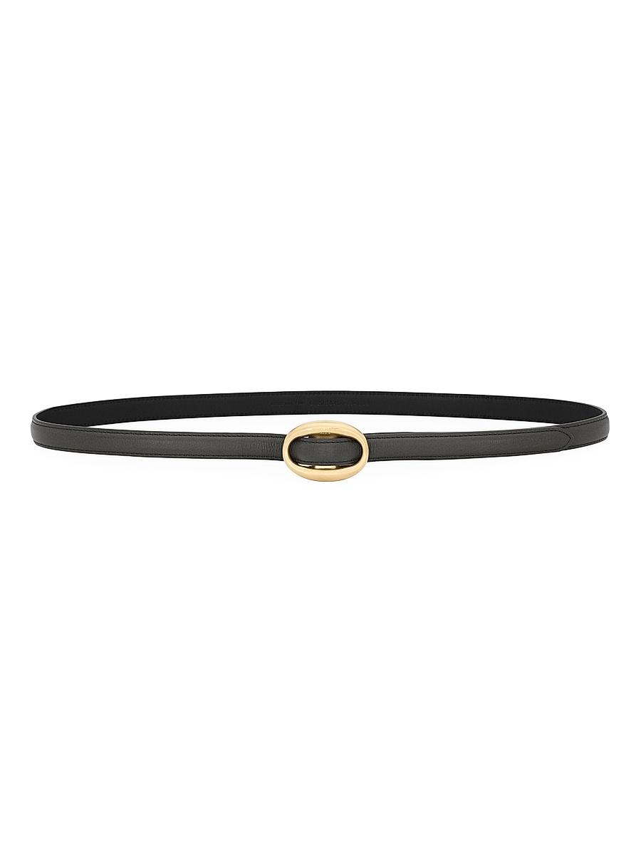 Womens Oval Buckle Thin Belt in Smooth Leather Product Image