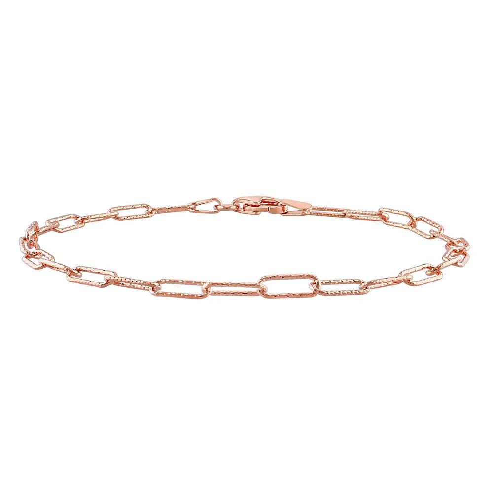 Stella Grace Sterling Silver Fancy Paper Clip Link Chain Bracelet, Womens Rose Gold Tone Product Image