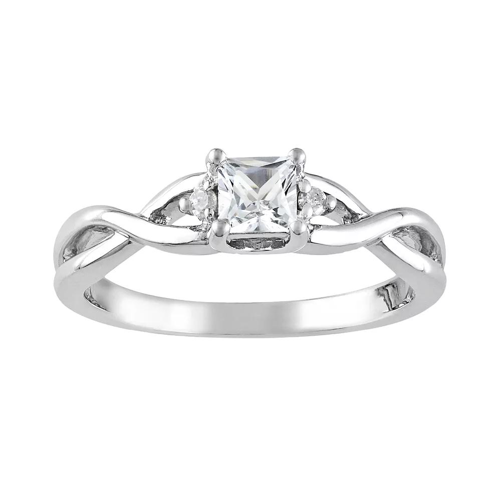 Stella Grace Sterling Silver Lab-Created White Sapphire and Diamond Accent Infinity Ring, Women's,  Product Image