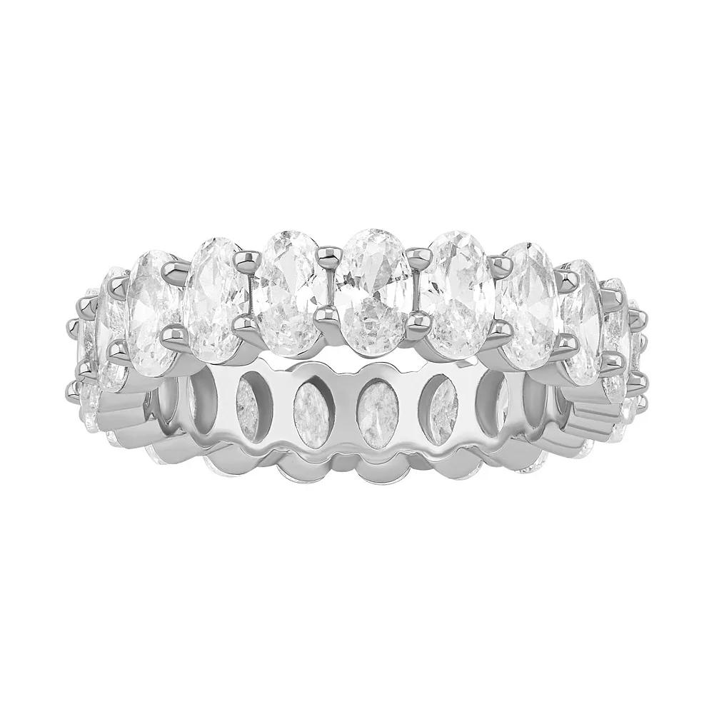 PRIMROSE Oval Cubic Zirconia Eternity Band Ring, Women's, Size: 7, Silver Tone Product Image