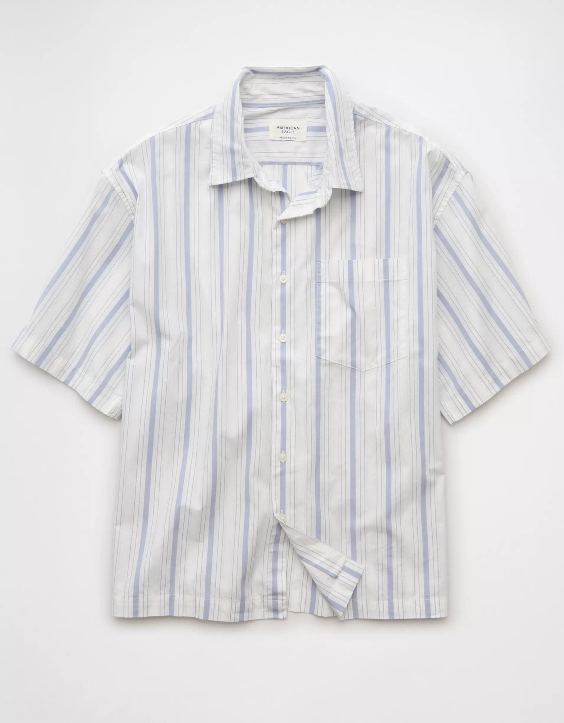 AE Poolside Poplin Striped Button-Up Shirt Product Image